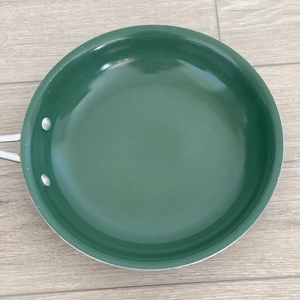 Orgreenic Ceramic Green Non-Stick Large 10 in Fry Pan with Lid Non Toxic